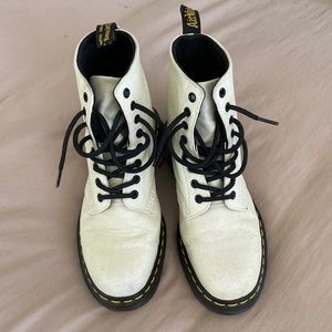 Dr Martens white glitter boots